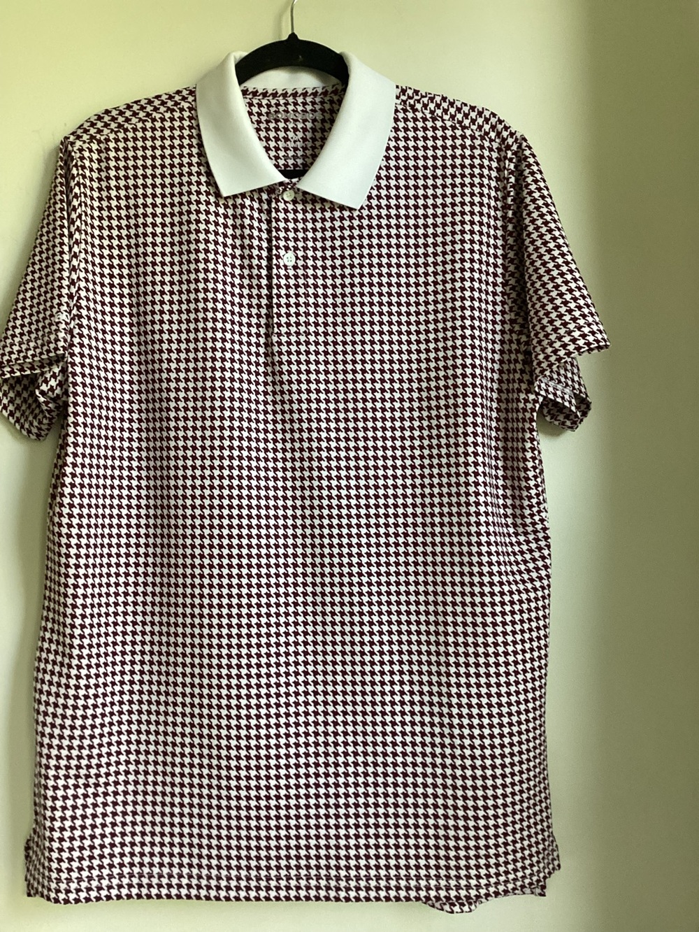 Bonobos Slim Fit Polo Shirt Medium Burgundy White Houndstooth Golf Stretch
